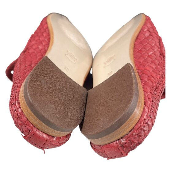 Bertuchi Genuine Leather Slip-On Mules Flats Loafers Woven Dark Pink Size 38 - Picture 9 of 16